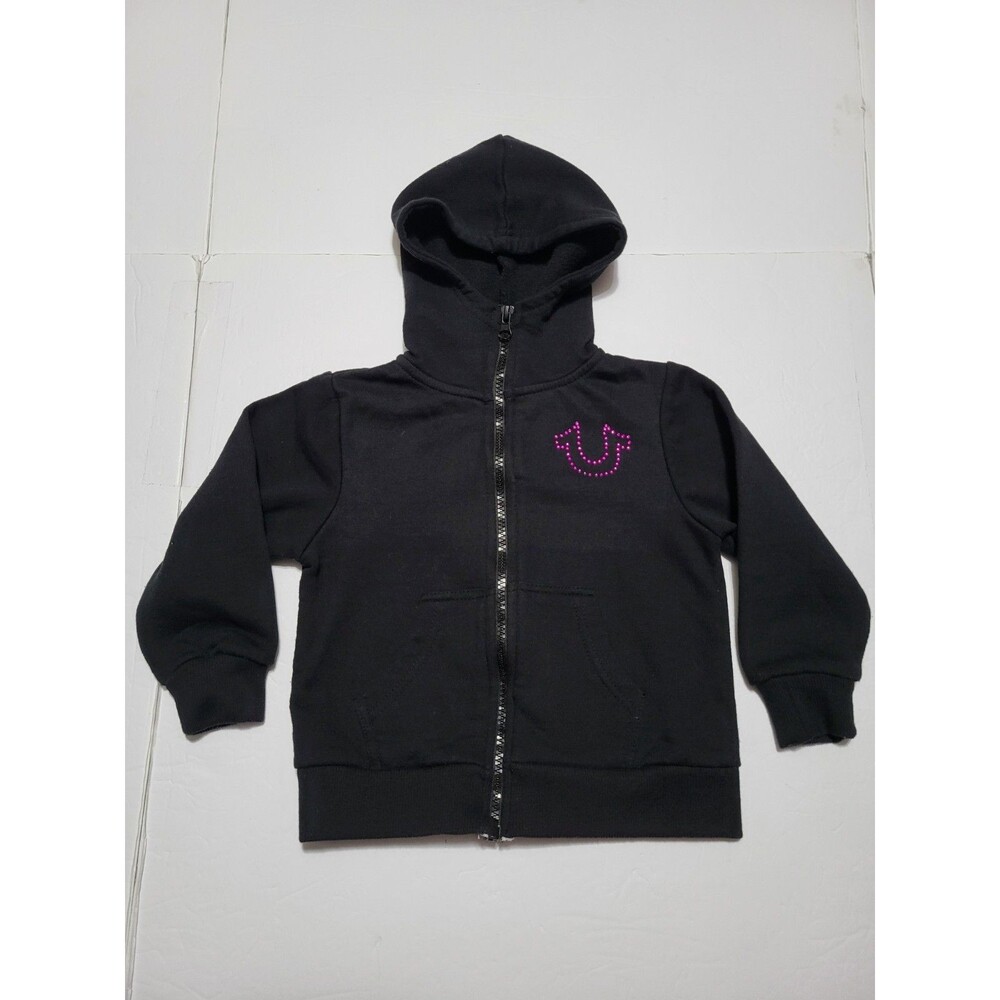 (#L8) True Religion Black Toddler 3T Mesh Hoodie Full Zip Long Sleeve
